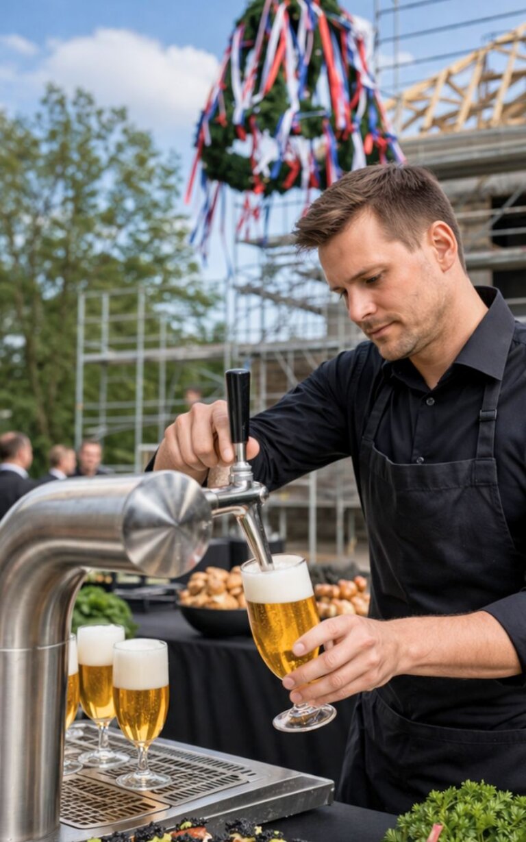 Bar Catering mit frisch gezapftem Bier auf Outdoor Firmenevent