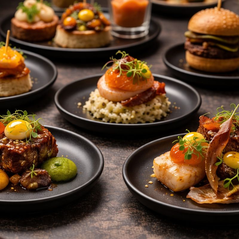 Eventcatering mit angerichteten Tellern und Fingerfood für Firmenevent